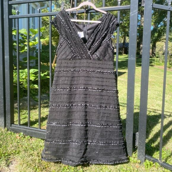 Tadashi Collection Ribbon Embellished V-Neck Dress NWT - Picture 1 of 10